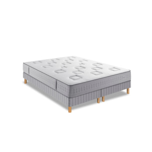 Ensemble CHALLENGE matelas H24 ressort ensachés, très ferme, 2 sommiers