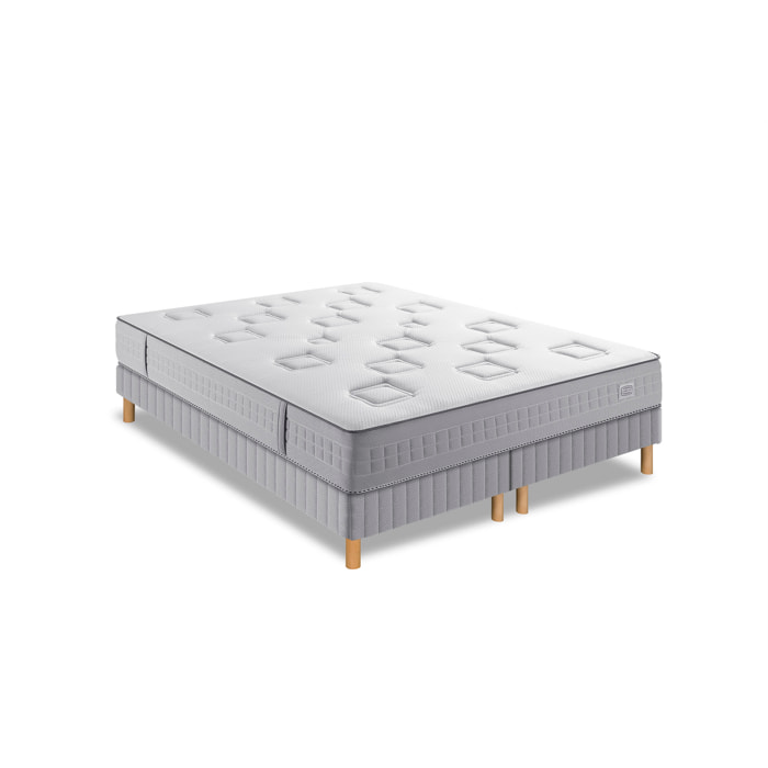 Ensemble CHALLENGE matelas H24 ressort ensachés, très ferme, 2 sommiers
