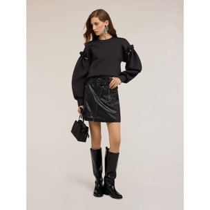 Motivi - Minigonna con zip decorative - Nero