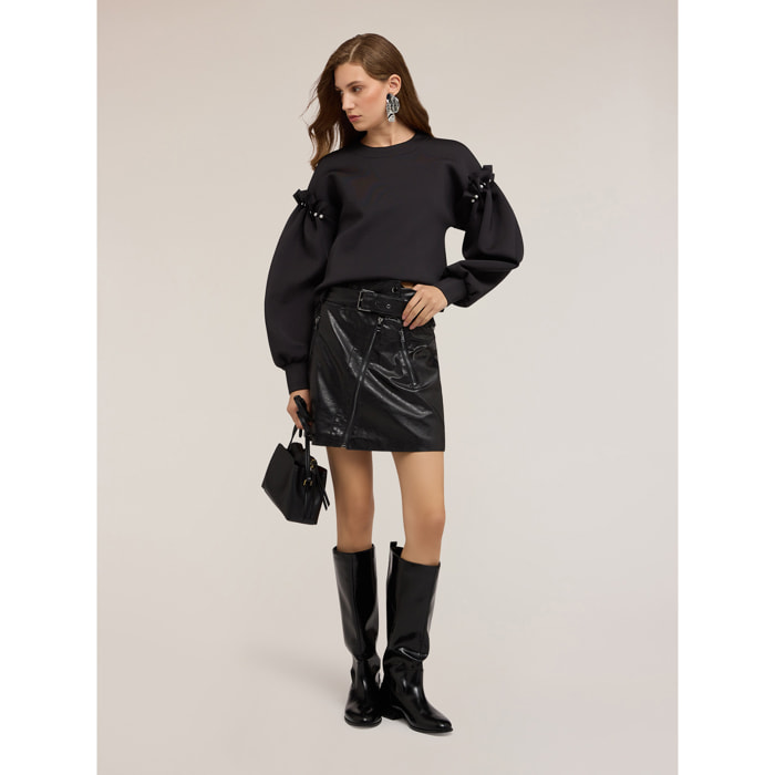 Motivi - Minigonna con zip decorative - Nero