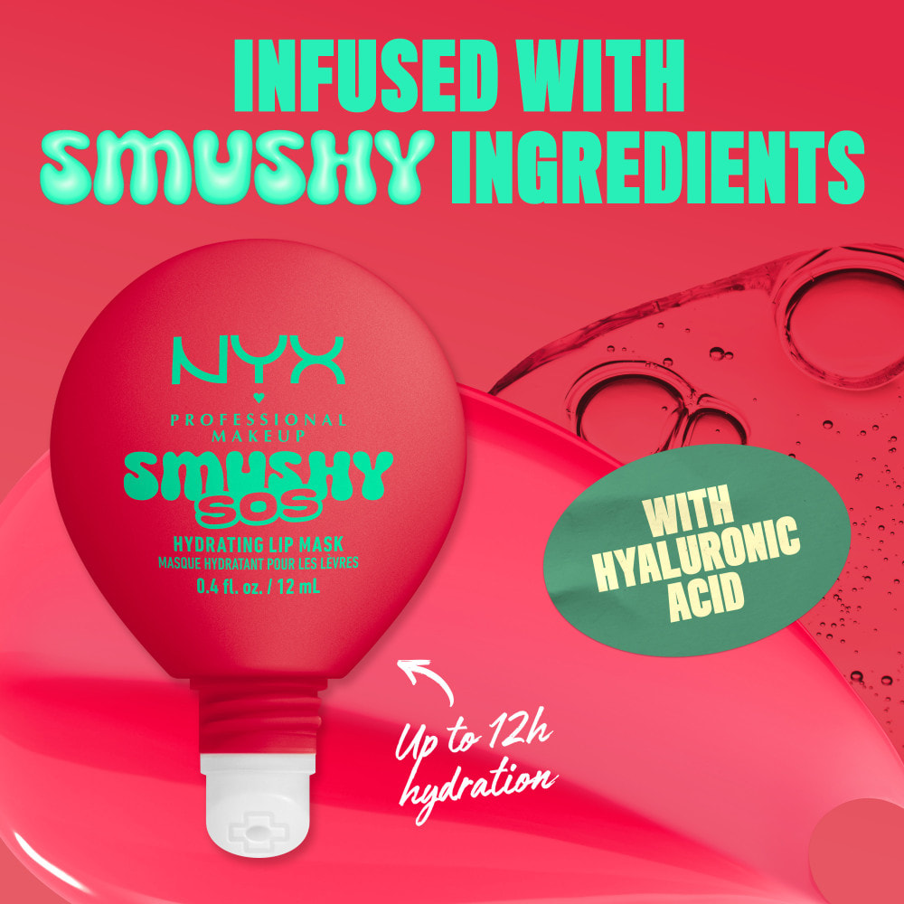 NYX Professional Makeup Smushy SOS Soin lèvres 2-en-1 Baume Jour & Masque Nuit RED-Y 2 CHILL