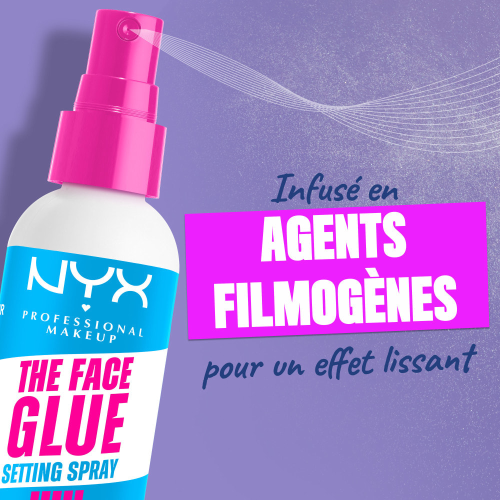 NYX Professional Makeup The Face Glue Setting Spray, Spray fixateur résistant aux transferts et waterproof, 60ml