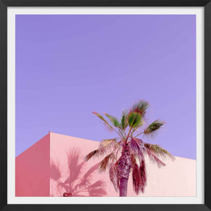 Affiche photo pink palma Affiche + cadre en bois - Noir