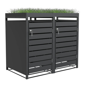 Abri cache poubelle double - 2x240L avec jardinière