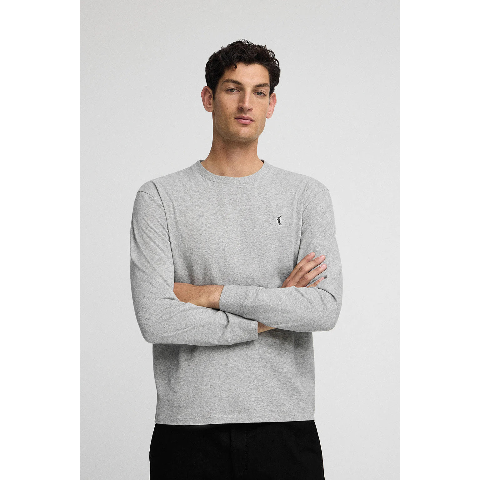 Camiseta gris vigoré de manga larga y logo bordado Rigby Go