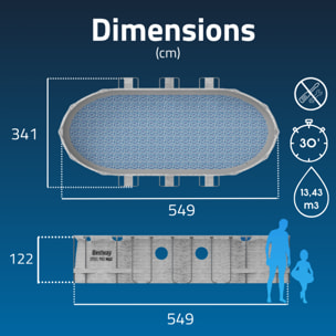 Bestway Piscine hors sol - Ovale - Power Steel Swim Vista - Décor pierres - 549 x 274 x 122 cm