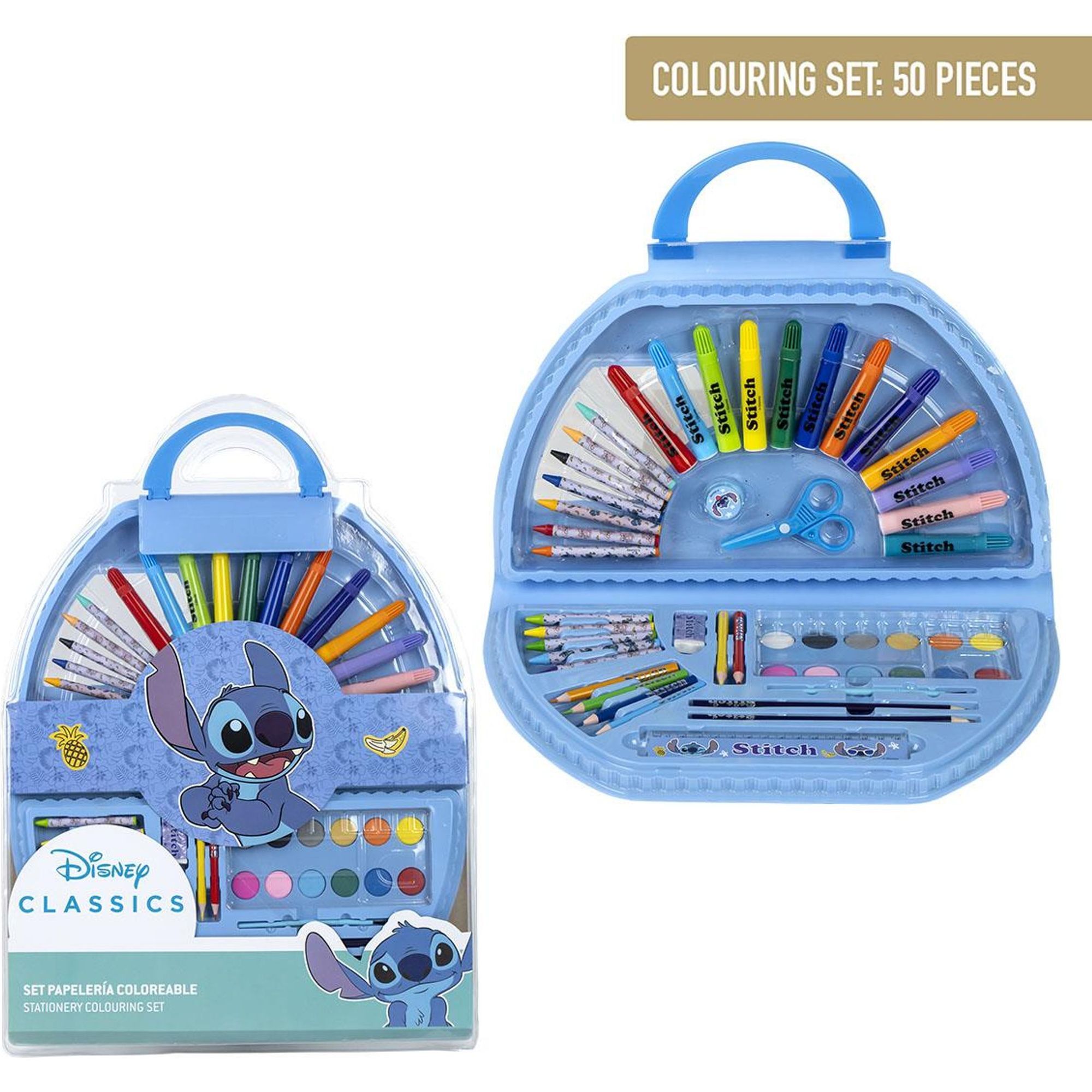 Set Papelería Coloreable 50 Piezas Stitch