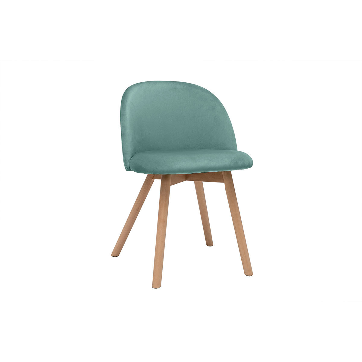 Chaises scandinaves en tissu velours vert céladon et bois clair massif (lot de 2) CELESTE