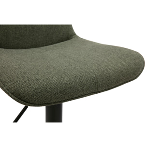 Tabourets de bar réglables pivotants 360° en tissu vert kaki et métal noir (lot de 2) BOOST