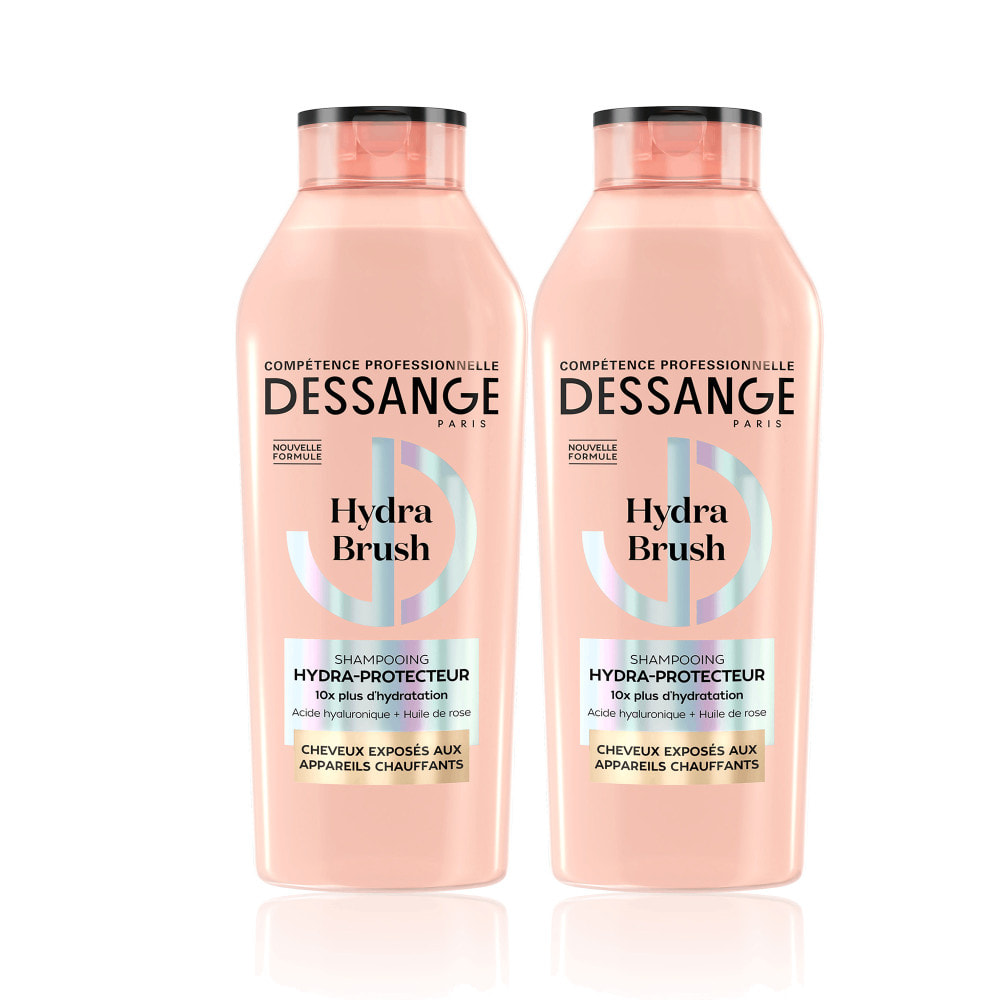 Dessange Hydra-Brush Shampooing Hydra-Protecteur pour Cheveux Exposés aux Appareils Chauffants 280ml Lot de 2
