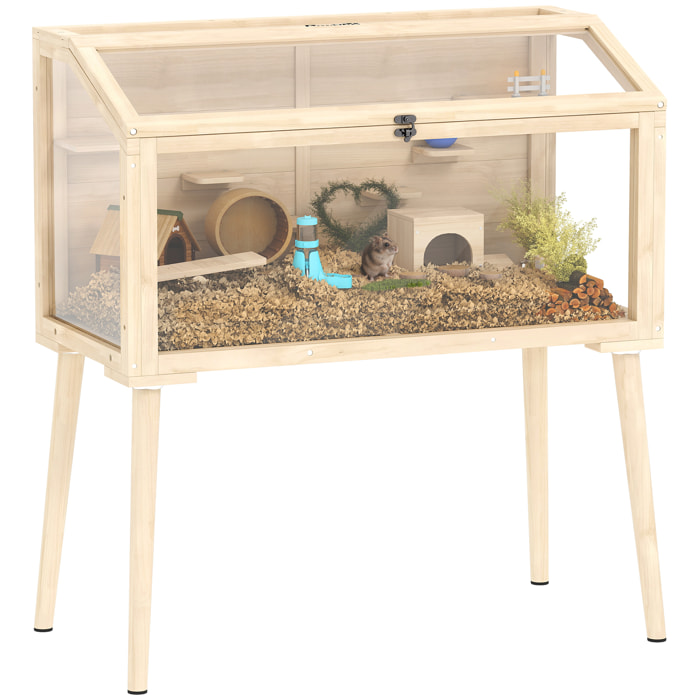 Cage hamster rongeur en bois plexiglas - 7 plateformes - multi-accessoires - 110 x 52 x 101 cm