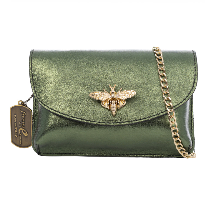 Aquilonia borsa a mano donna. Pelle autentica finitura camoscio laccato.
