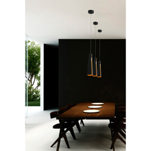 PLUMA Lampe suspension noir et or