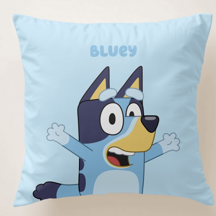 Funda cojin BLUEY con relleno 45x45 .