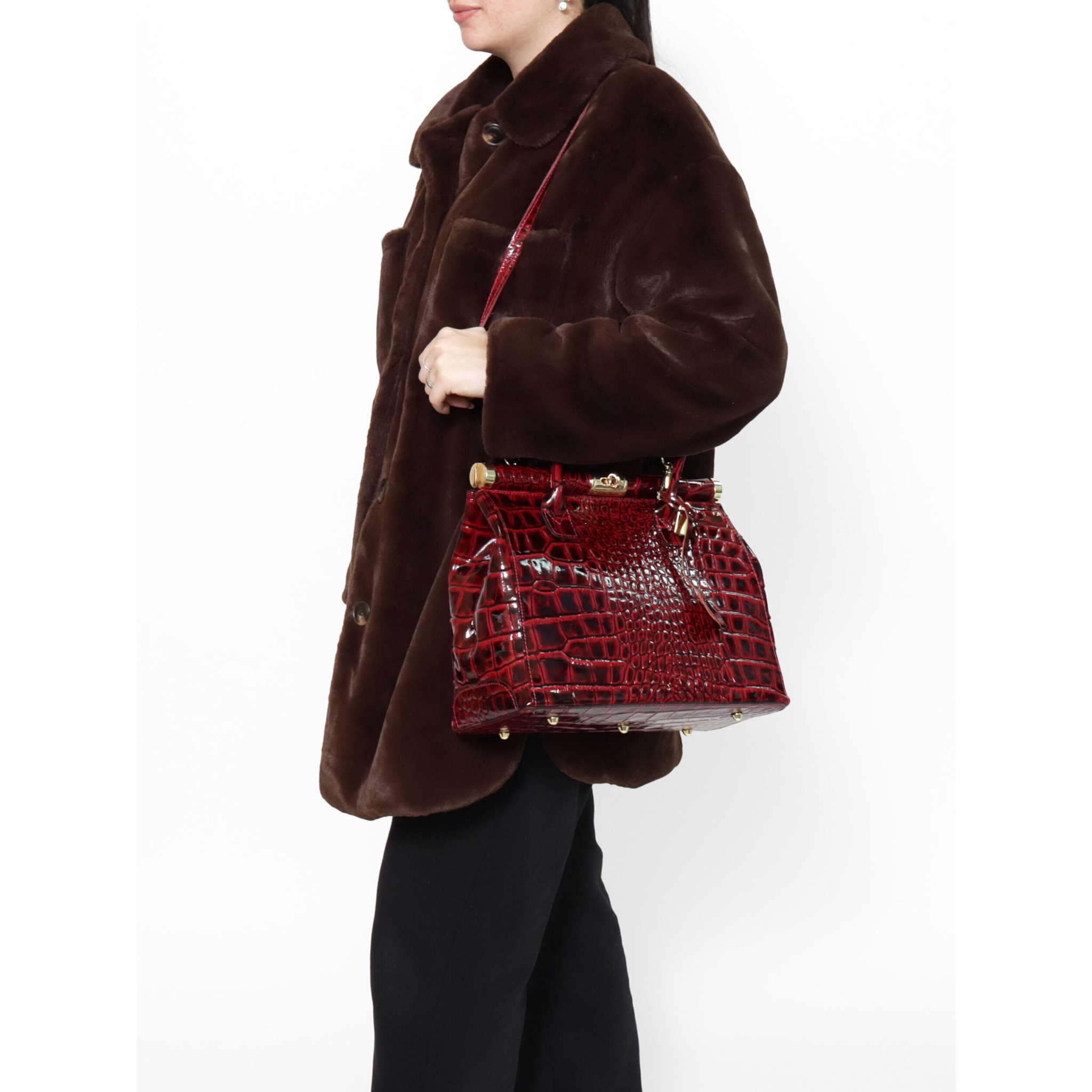 Borsa a mano da Donna Delfina in Vera Pelle Made in Italy 28x32x15 cm