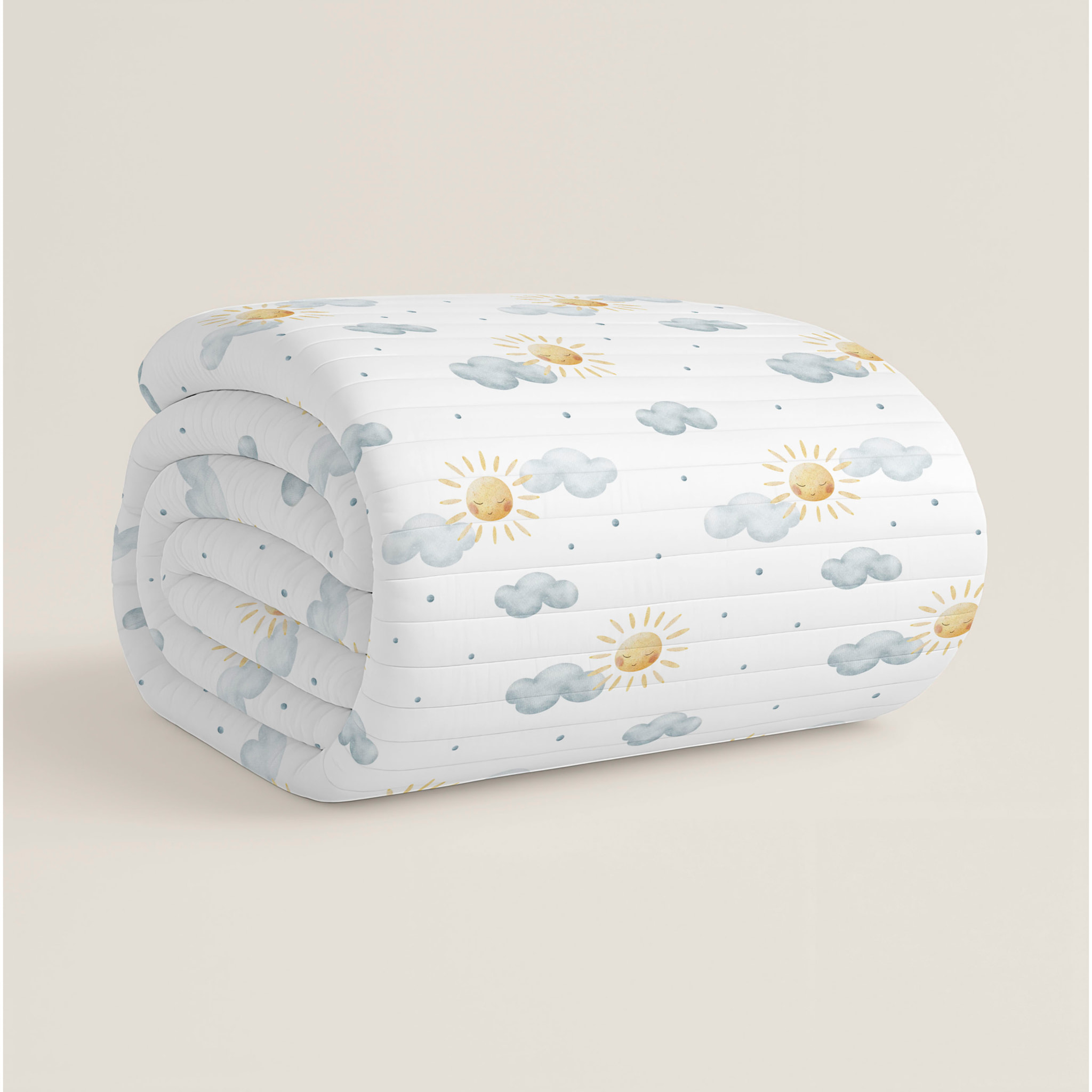 Cool Kids - Colcha Bouti Estampada - Reversible - Infantil - 100% Algodón - Cuna - Sun