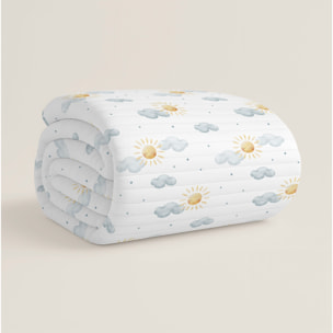 Cool Kids - Colcha Bouti Estampada - Reversible - Infantil - 100% Algodón - Cuna - Sun