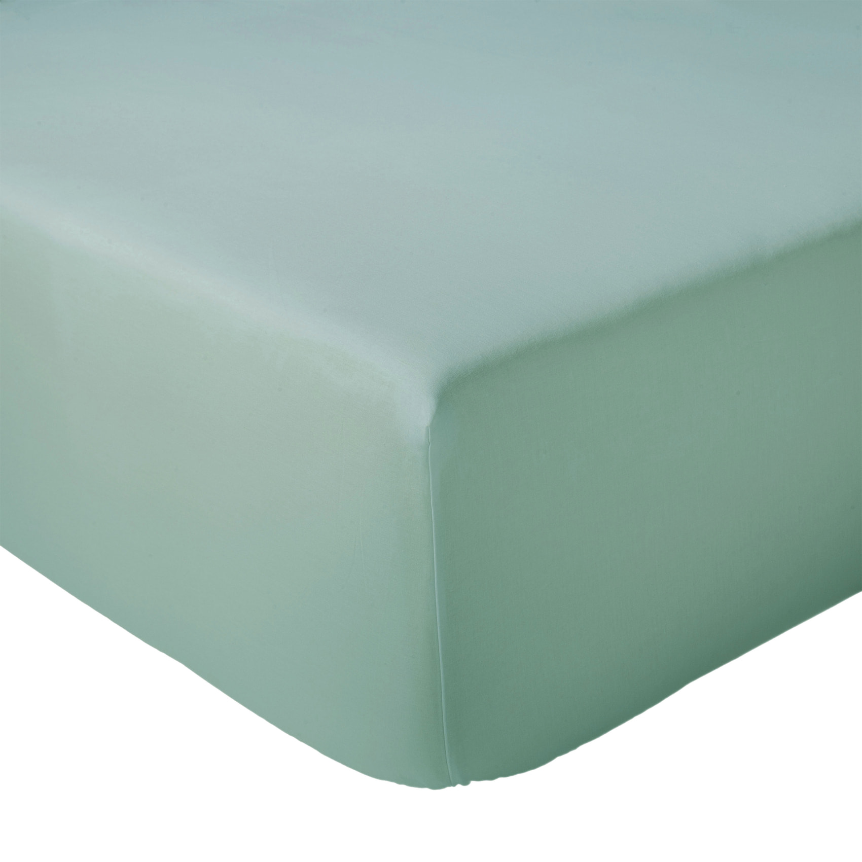 Drap-housse pour lit relevable percale de coton uni bonnet 30 cm - Turquoise