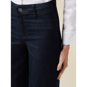 Oltre - Jeans azules rinse palazzo - Azul