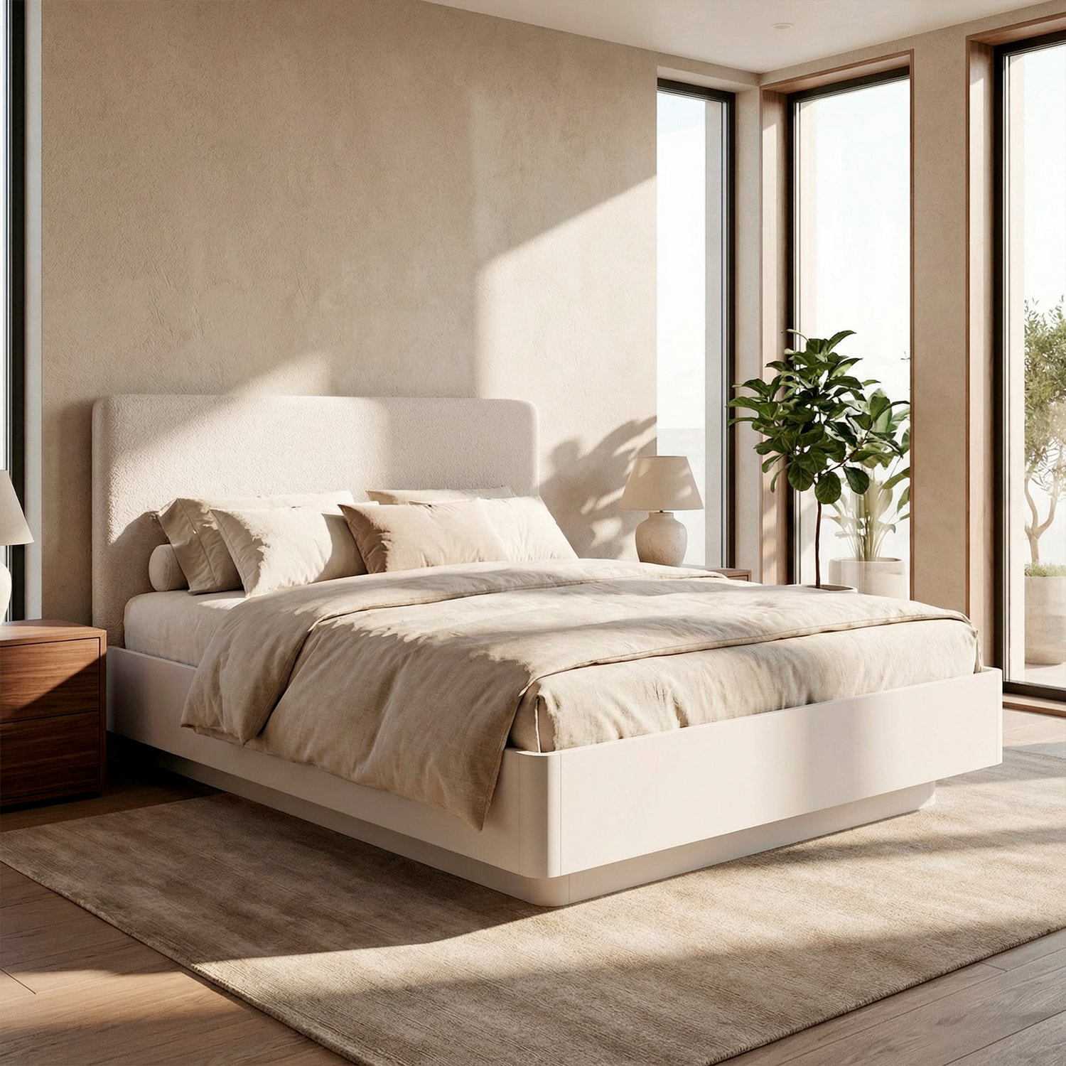 Letto Contenitore Con Testata Imbottita Struttura Resistente Camera Da Letto Matrimoniale Design Moderno Minimal 165.5 x 214 x 120.5 Cm Cashmere