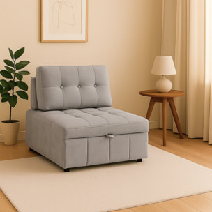 Poltrona letto singolo in tessuto grigio chiaro - Orleans