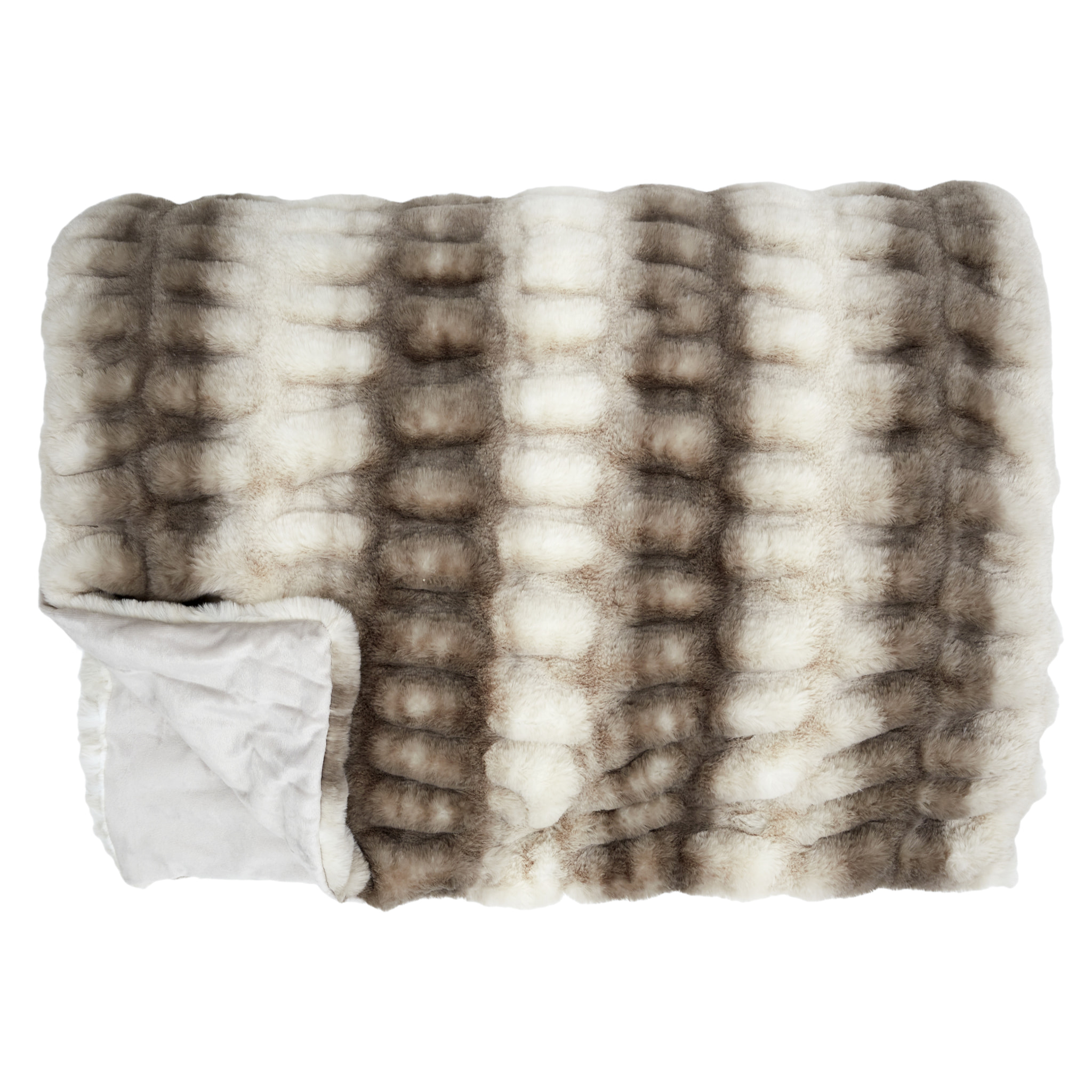 Plaid - HOME DECO FACTORY - Luxury - Imitation Fourrure - Bicolore - Blanc et Marron