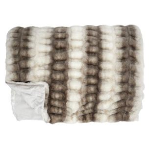 Plaid - HOME DECO FACTORY - Luxury - Imitation Fourrure - Bicolore - Blanc et Marron