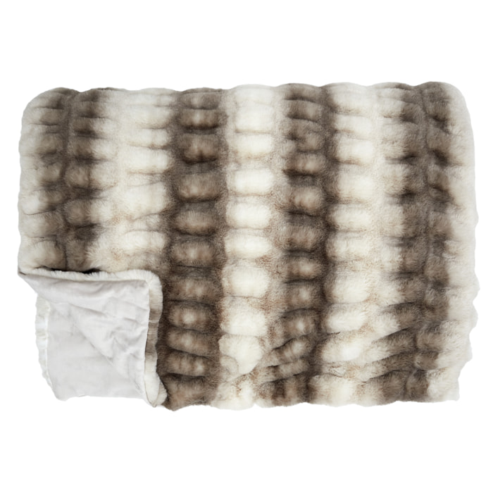Plaid - HOME DECO FACTORY - Luxury - Imitation Fourrure - Bicolore - Blanc et Marron