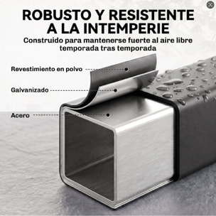 Outsunny Estante de Leña con Funda Oxford 600D y Cables, Leñero Exterior de Acero Galvanizado Robusto, Carga 500 kg, para Interior y Exterior, Jardín, Terraza, 202x25x113 cm, Negro