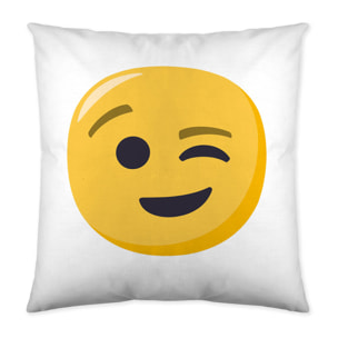Emoji - Funda de Cojín Estampado - Con Cremallera - Sin relleno - 100% Algodón - Emoji 3
