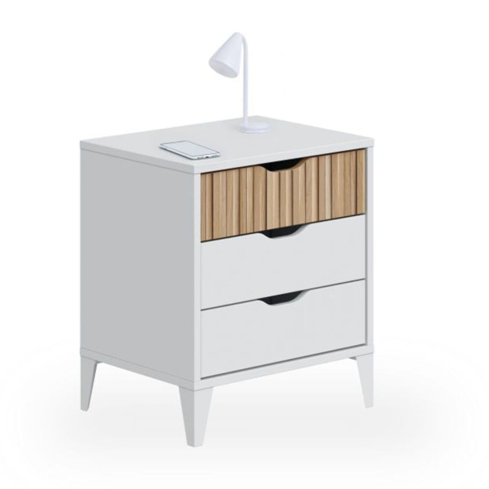 Mesita de noche Nitza On Blanco Artik (Blanco Mate) - Natur