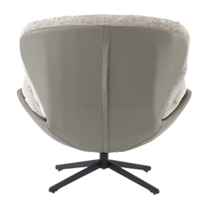 Fauteuil rotatif 360° tissu doux avec simili et pieds métal - DOUDOU