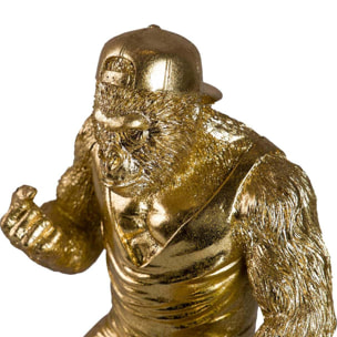 Figura Kingkong Pesas Resina Dorada 16x13x27 Cm