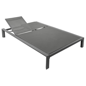 Lit de piscine double "Evasion" anthracite & graphite 2 places en aluminium traité époxy