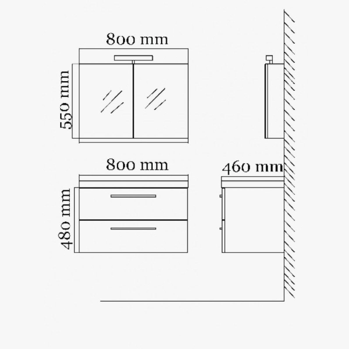 Meuble simple vasque 80 cm chêne calirfornien gris Aquasun