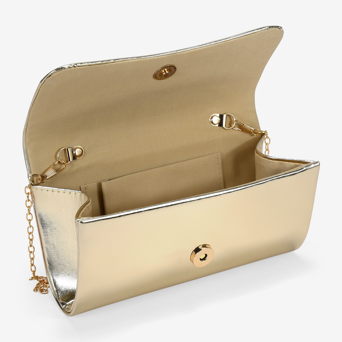 Bolso de fiesta dorado con solapa