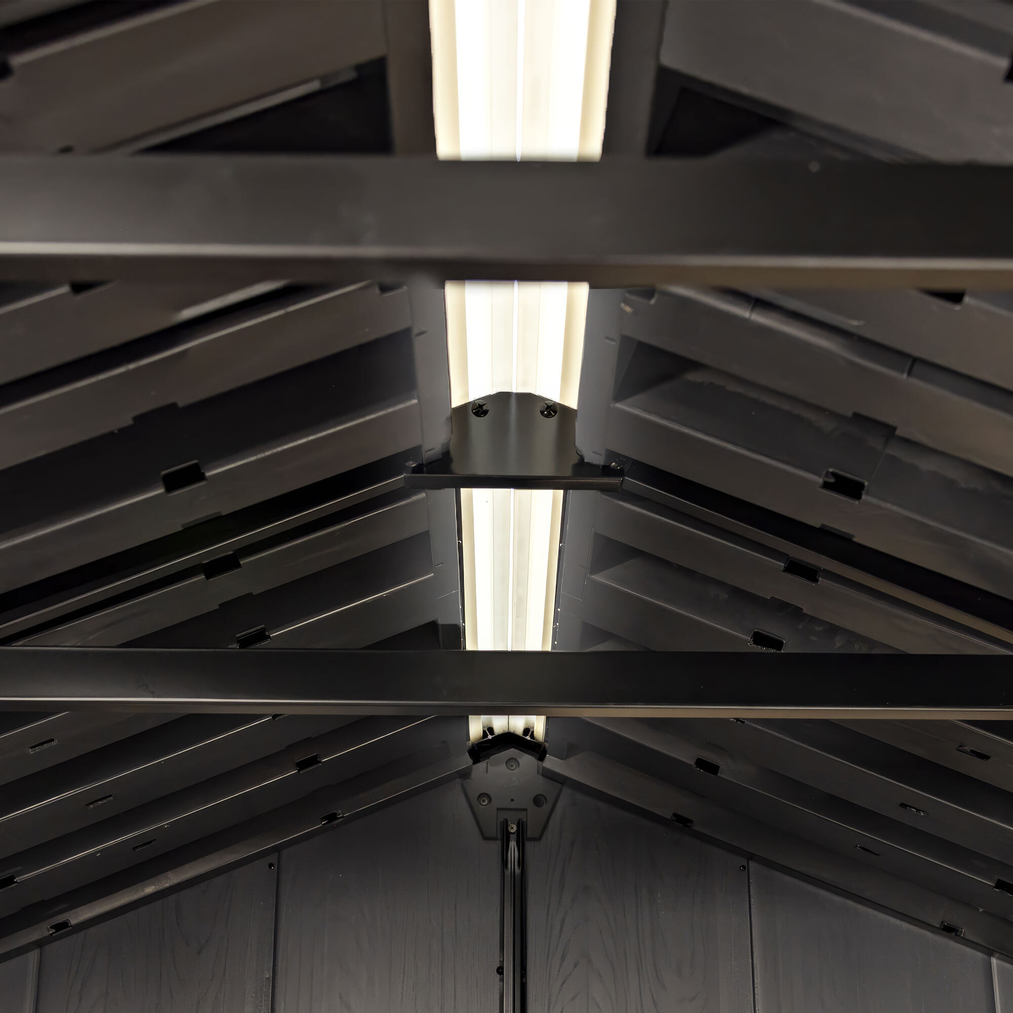 Apex 759/975- Casetta da Giardino 287x246x230 cm 2 Ante per deposito attrezzi finitura effetto legno Evotech+ in Resina Marrone e Nero