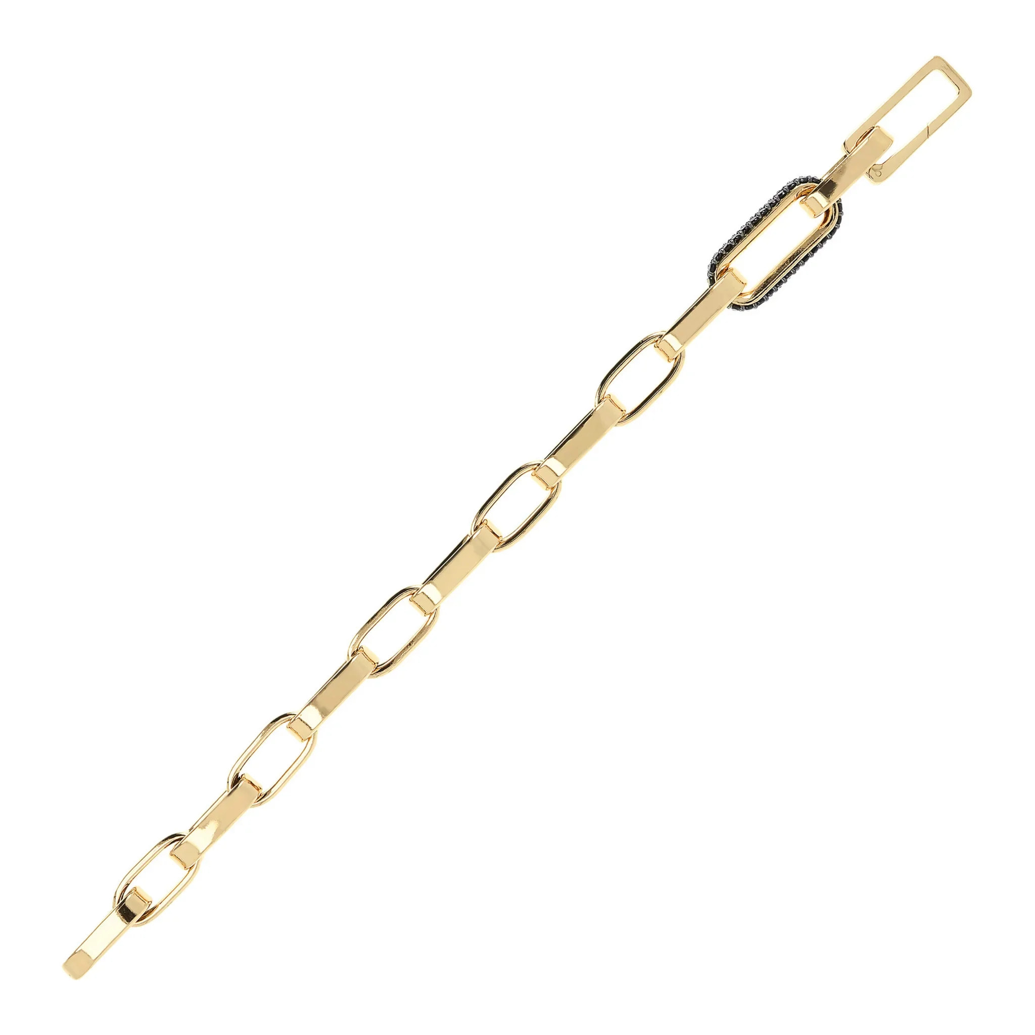 Bracciale Golden Catena Forzatina Maxi Maglie con Elemento Pavé in Cubic Zirconia