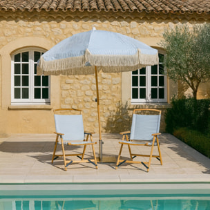 Chaise de plage en toile bleu à rayures PLAYA