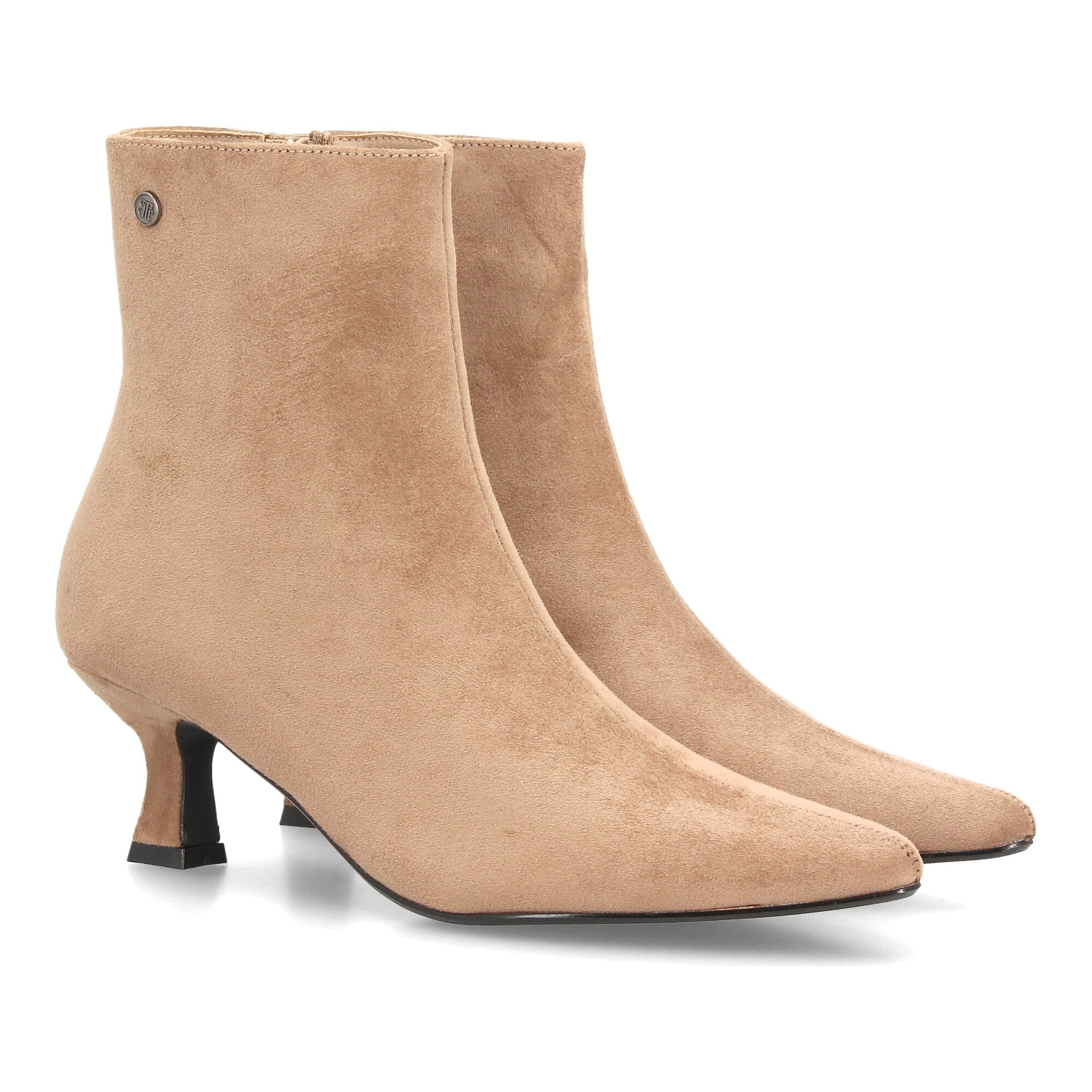 Botin elegante de tacon bajo con cremallera para mujer.