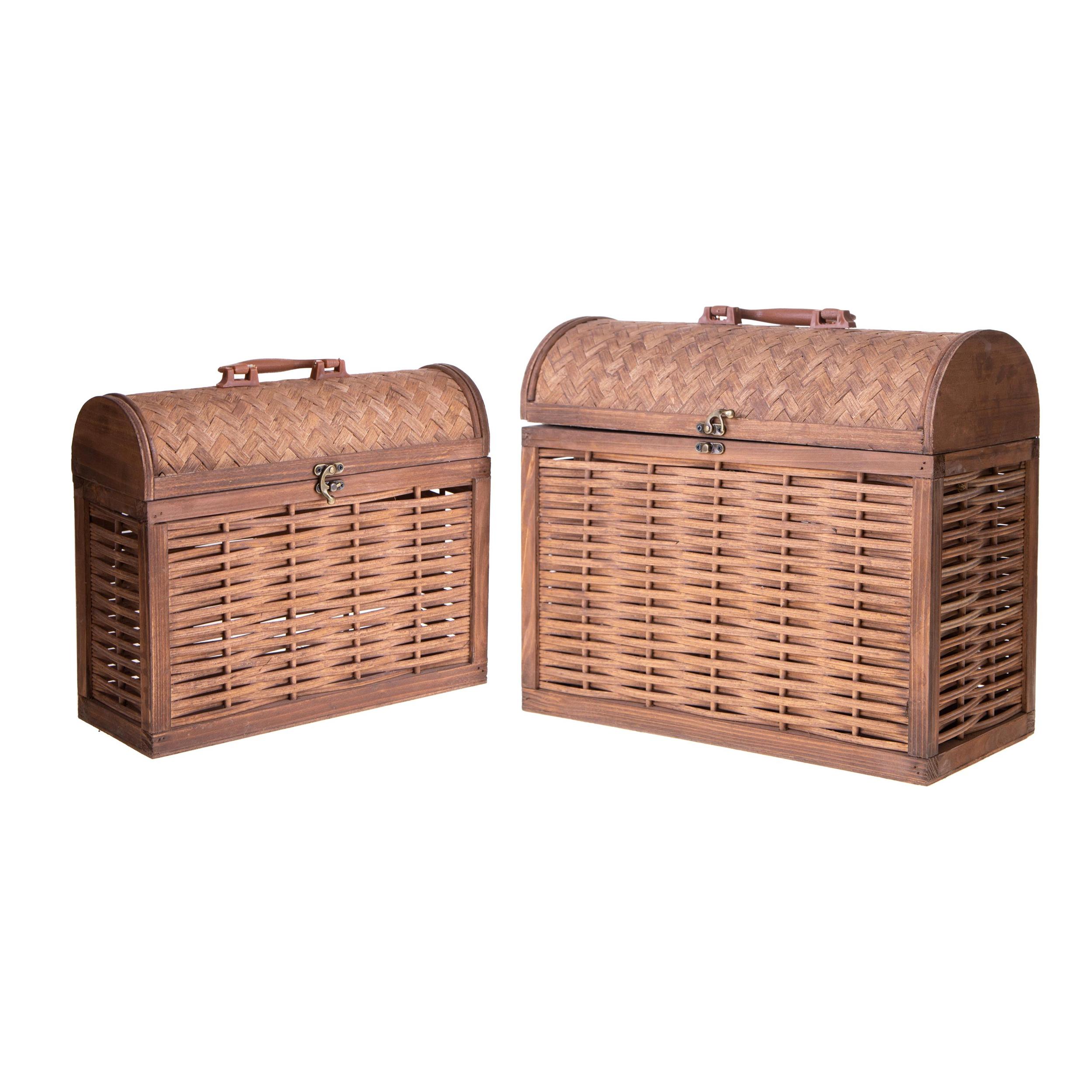 Set di 2 Bauletti Rattan 39X18X33 Cm - Pezzi 1 - 39X33X18cm - Colore: Bianco - Bianchi Dino - Decori Casa E Complementi