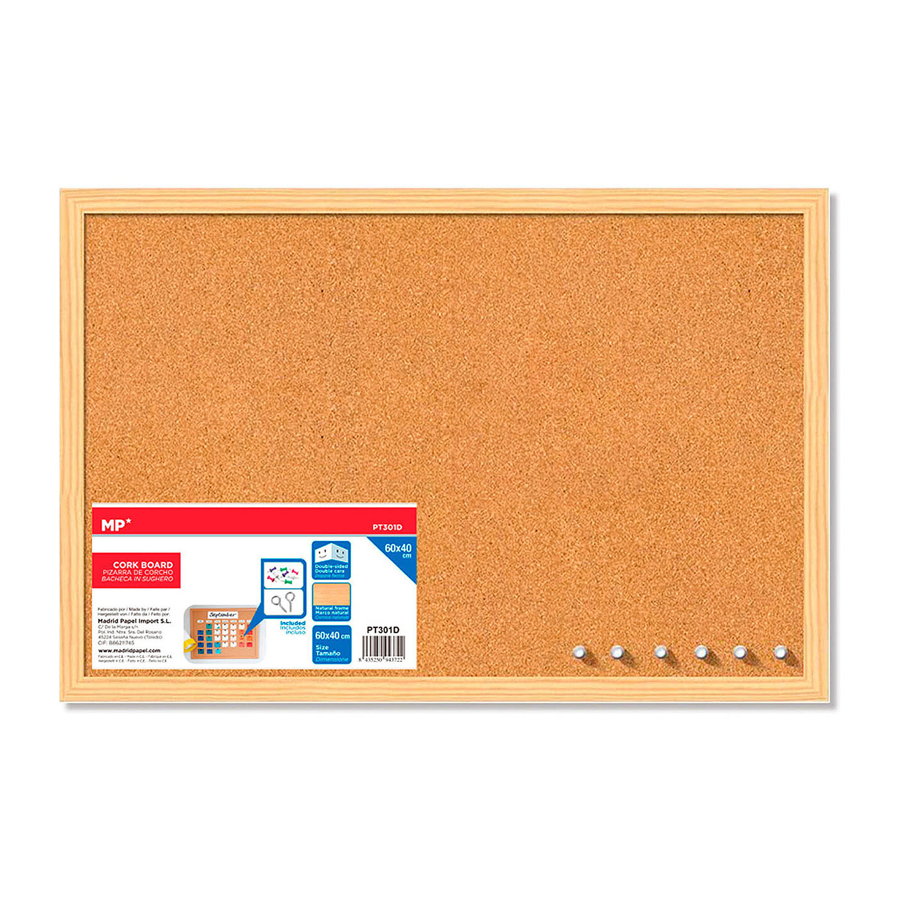 PIZARRA CORCHO DOBLE CARA 30 x 40 cm