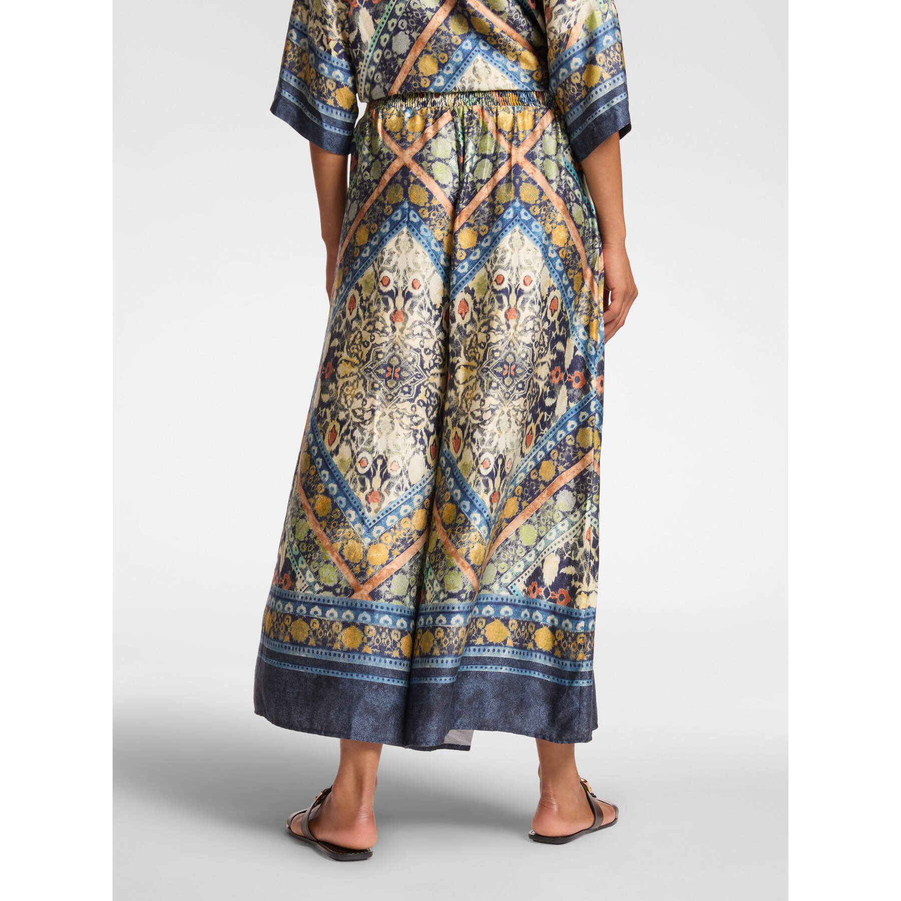 Elena Mirò - Pantaloni cropped stampati - Blu