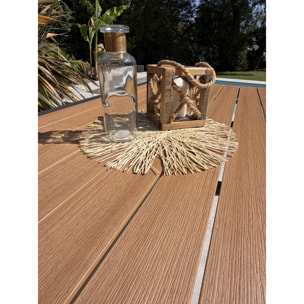 TONGA - Table de jardin en alu plateau polywood aspect bois