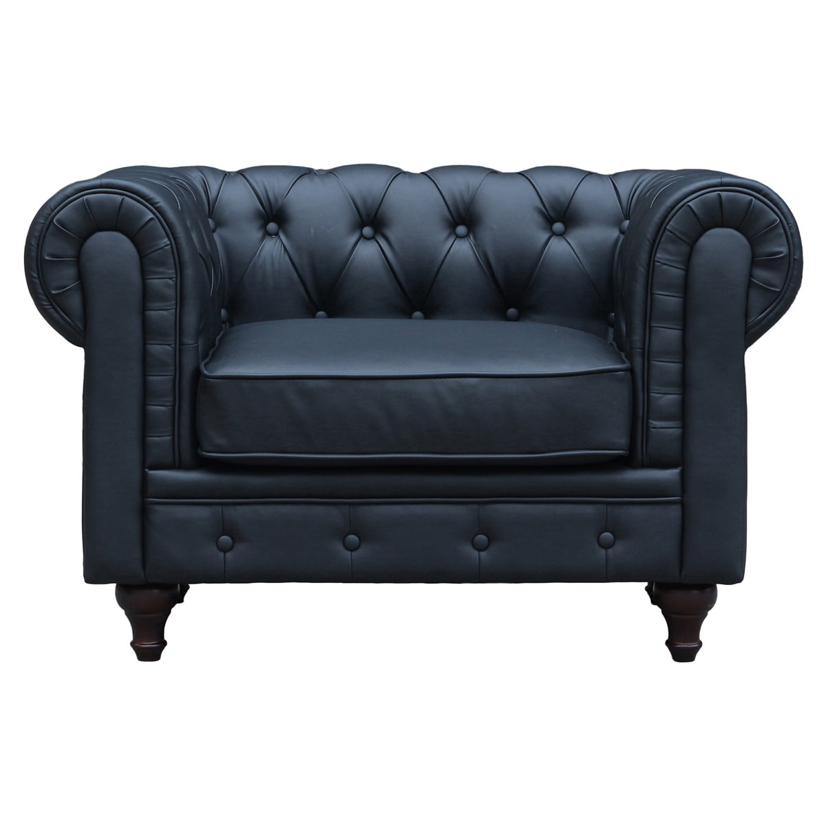 Fauteuil Chesterfield "Aliza" - 111 x 82 x 70 cm - Noir