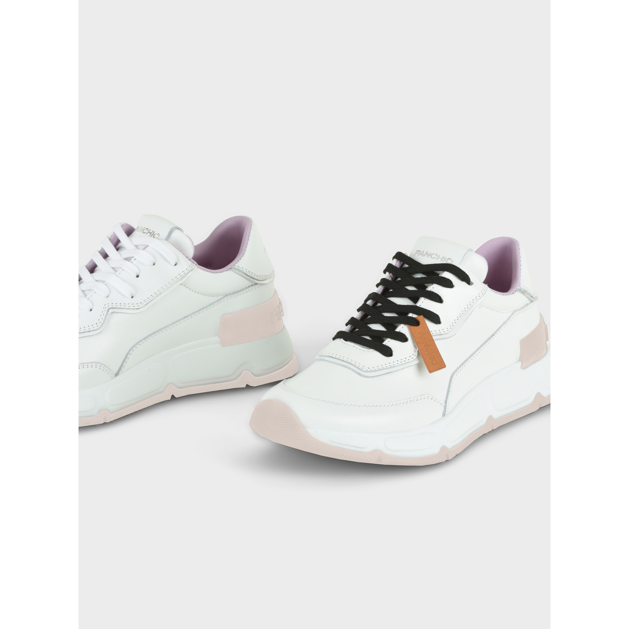 SNEAKER MUJER P06 DE PIEL Y PIEL EFECTO ESPEJO BLANCO PLATA