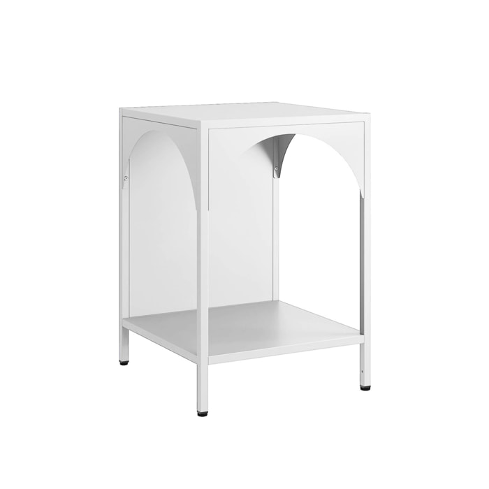 Table de chevet. table d'appoint en acier blanc