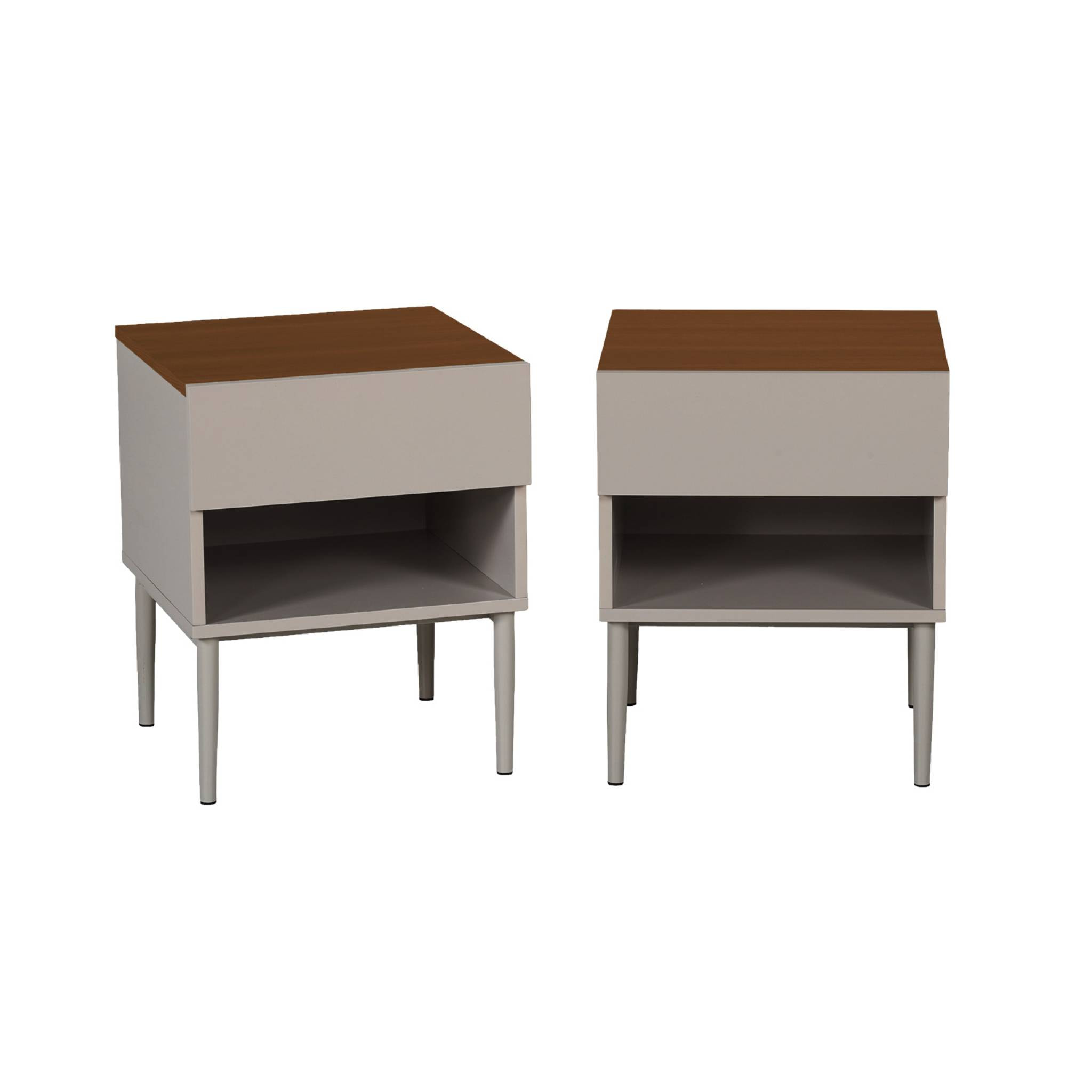 Table de chevet métal et décor bois 1 porte 1 niche (lot de 2) ASHTON