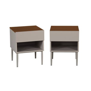 Table de chevet métal et décor bois 1 porte 1 niche (lot de 2) ASHTON