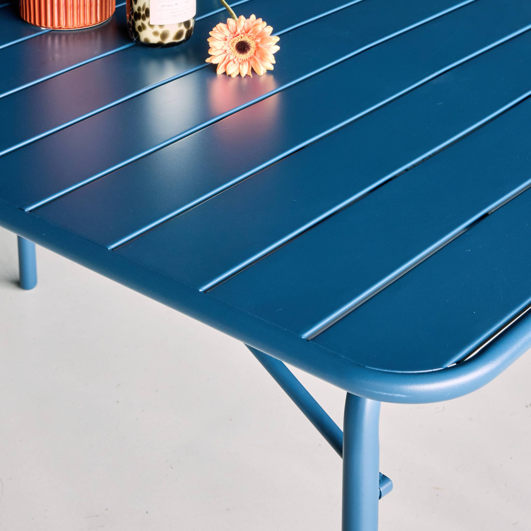 Table de jardin pliante métal + 6 assises AMÉLIA